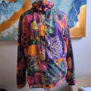 Forresters Gore-Tex Womens Medium  Multicolor Abstract Loud Print Zip-Up Jacket